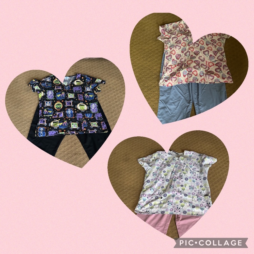 3 Scrubs sets.